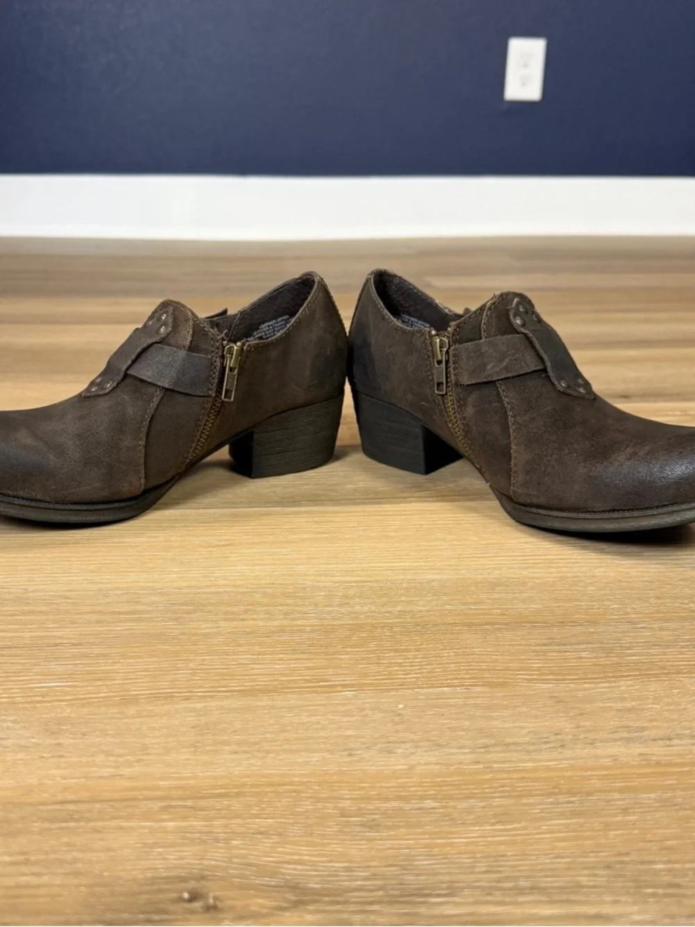 Born Brown Suede Ankle Booties with Buckle